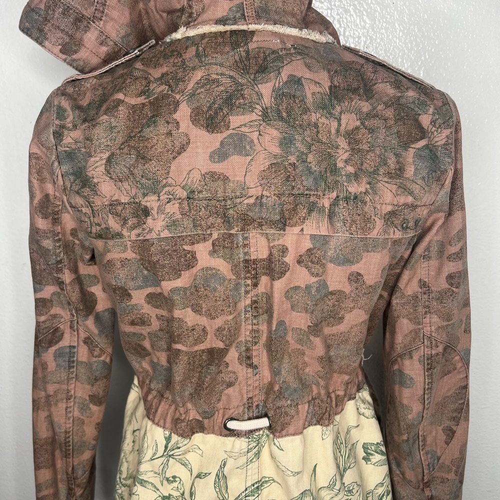 ANTHROPOLOGIE Hei Hei Floral Fatigue Jacket Camo Hooded Canvas Coat Size XS - Picture 8 of 13